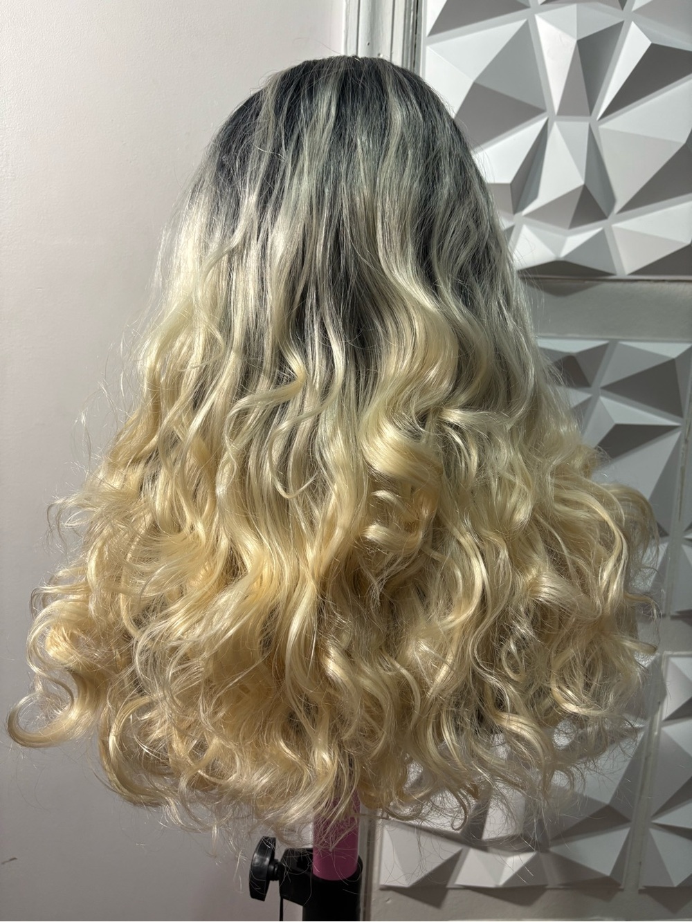 18 Inch Super Soft Black Root Blonde Ombre Curly Headband Wig | Heat-Safe Hair